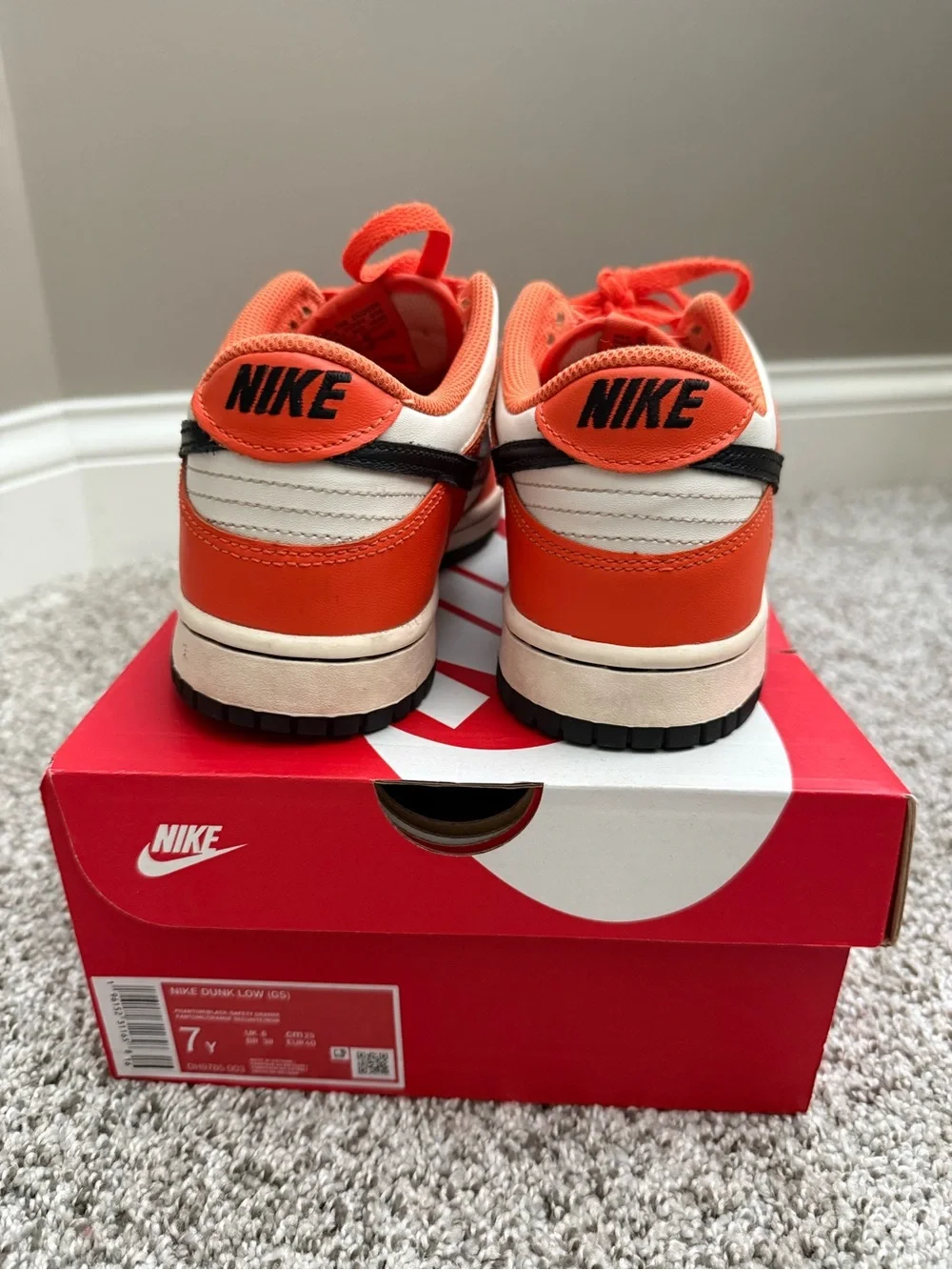 Nike Dunk Low (Phantom/Black/Safety Orange) Sneakers - 7Y